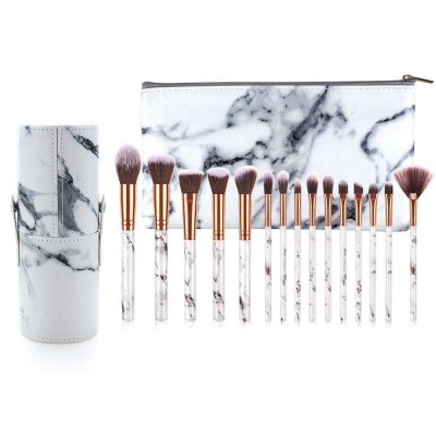 Wholesale 15pcs foundation powder eyeshadow beauty cosmetic marble makeup brush set