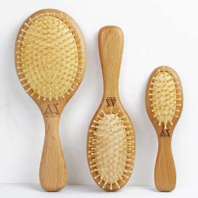 Custom logo natural scalp massage eco friendly women men wood hair comb brush