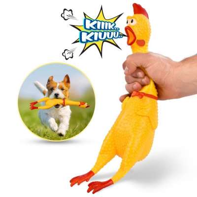 Wholesale screaming chicken pets dog squeeze squeaky sound funny rubber chew toy